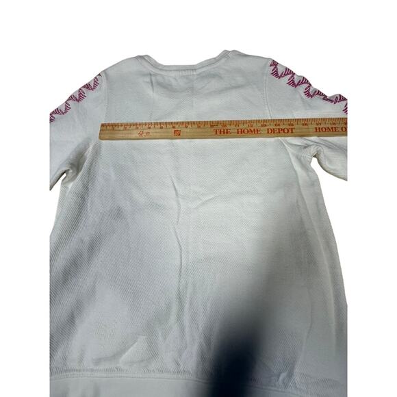 "Fat Face" White Long Sleeve Crew Neck Womens Shirt SZ 6 Embroidered Arms Gypsy - Picture 9 of 9